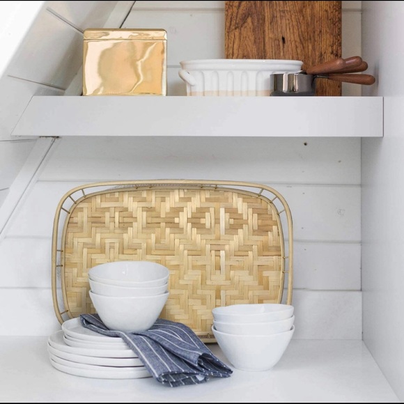 Storage & Organization Bamboo Wicker Serving Trays With Handles